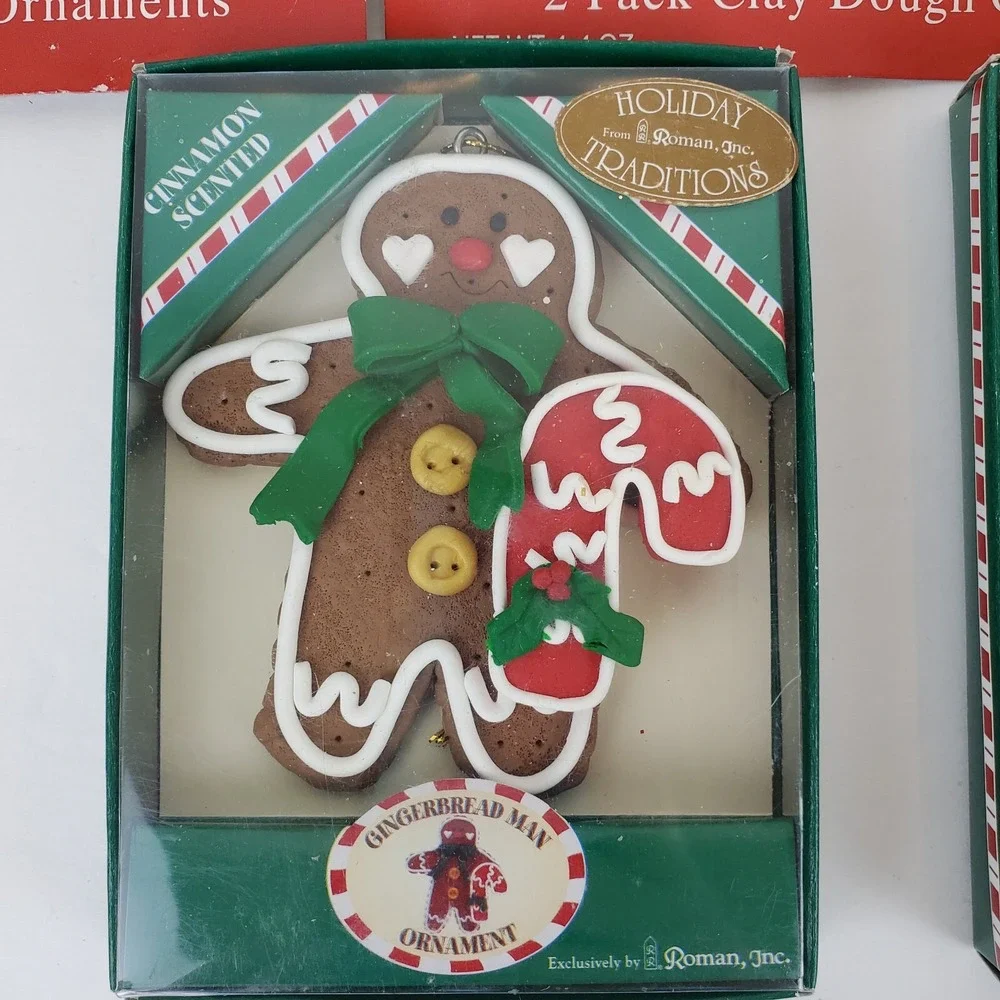 Lot of  Of 5 Pkgs Clay Dough Gingerbread Boy & Girl Christmas Cookie Ornaments